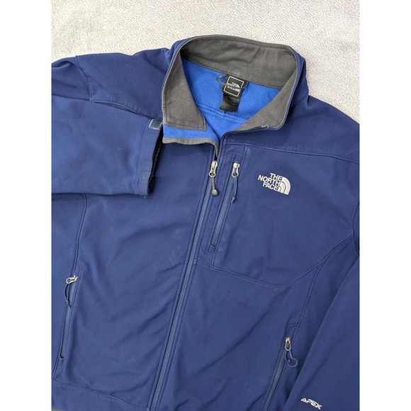 The North Face Apex Mens 2XL Softshell Jacket Blue Full Zip Coat - Picture 1 of 15